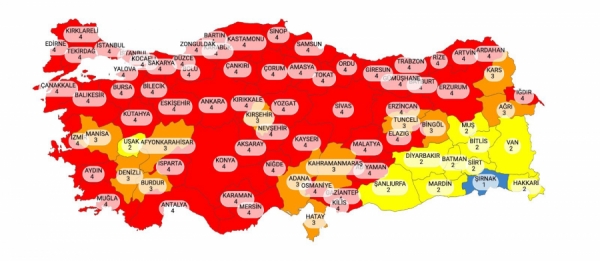 İşte son harita: Türkiye 'kızardı'